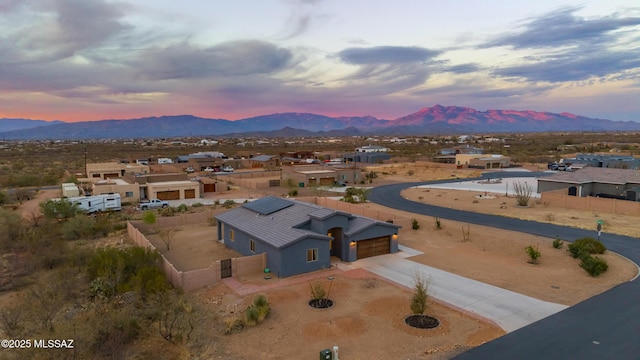 aerial view featuring a residential view and a mountain view