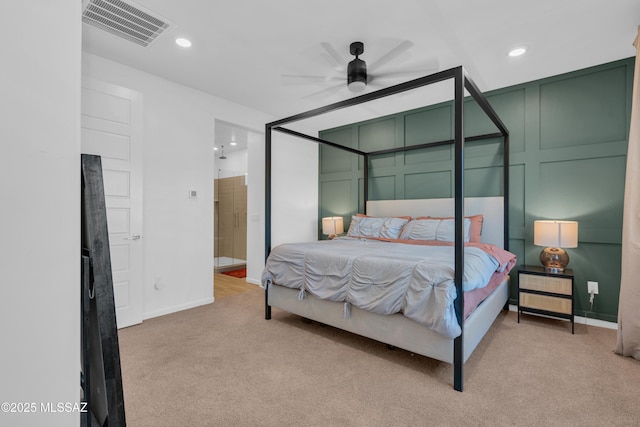 8111 S Soltero Mine Dr, Tucson, AZ 85747 - carpeted bedroom featuring recessed lighting, ensuite bathroom, and a ceiling fan