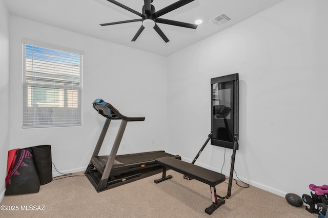 8111 S Soltero Mine Dr, Tucson, AZ 85747 - workout area with carpet flooring and ceiling fan