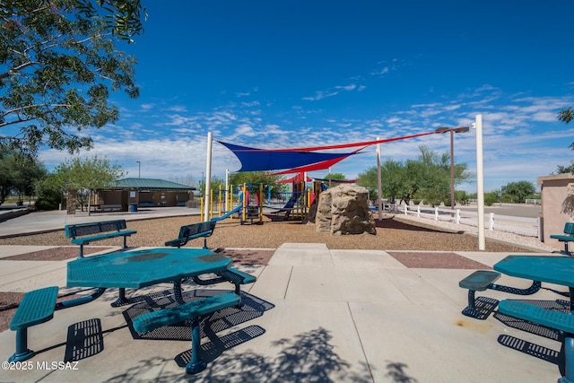 community jungle gym featuring a gazebo