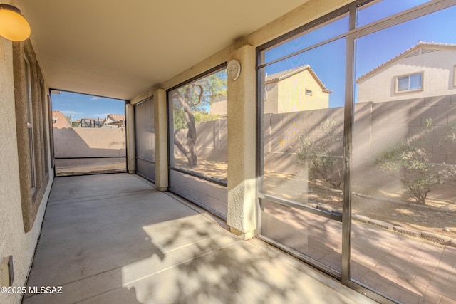 view of unfurnished sunroom
