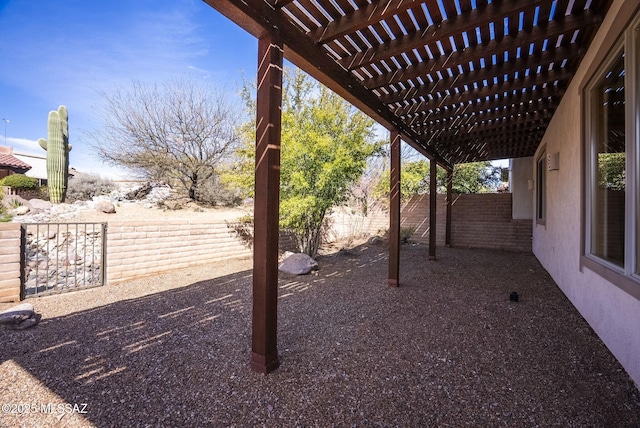 view of yard featuring a fenced backyard and a pergola