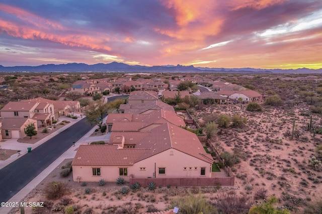 aerial view with a residential view and a mountain view