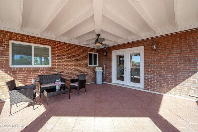 2350 E Juanita St, Tucson, AZ 85719 - view of patio / terrace with french doors and a ceiling fan