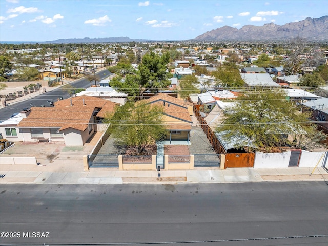 bird's eye view with a mountain view and a residential view