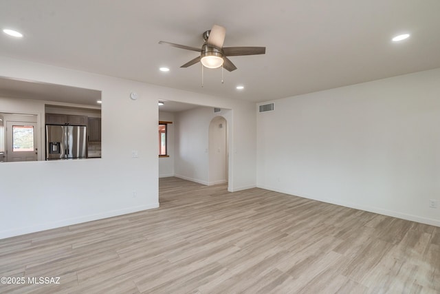 3053 W Lobo Rd, Tucson, AZ 85742 - spare room with recessed lighting, baseboards, ceiling fan, and light wood finished floors