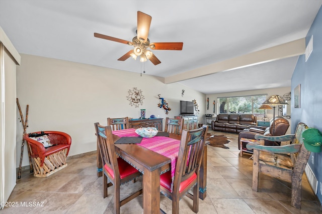 1912 W Anklam Rd, Tucson, AZ 85745 - dining room featuring ceiling fan and beam ceiling