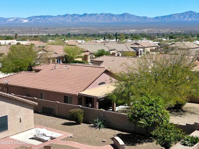 bird's eye view with a residential view and a mountain view