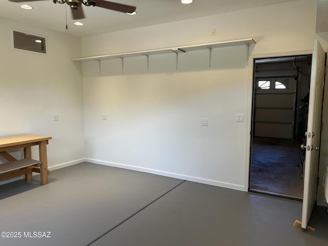 14938 N Gwynns Run Dr, Tucson, AZ 85739 - unfurnished room with finished concrete flooring, ceiling fan, baseboards, and recessed lighting