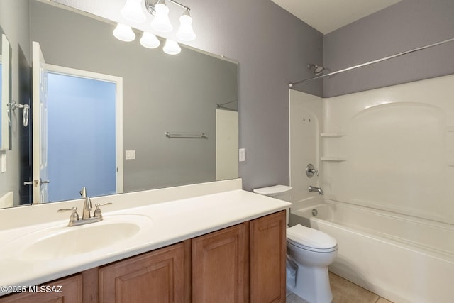 20868 E Treasure Rd, Red Rock, AZ 85145 - bathroom with shower / bath combination, toilet, vanity, and tile patterned flooring
