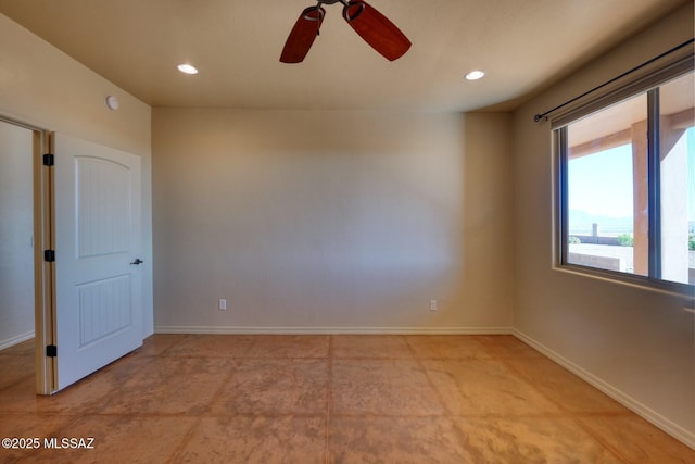9505 S Deer Ridge Trl, Hereford, AZ 85615 - spare room featuring a ceiling fan, recessed lighting, and baseboards