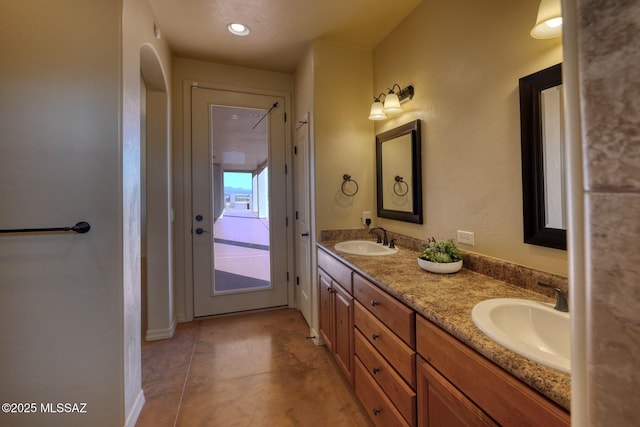 9505 S Deer Ridge Trl, Hereford, AZ 85615 - bathroom with double vanity and a sink