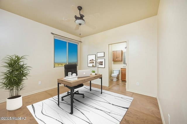 9505 S Deer Ridge Trl, Hereford, AZ 85615 - home office with a ceiling fan and baseboards