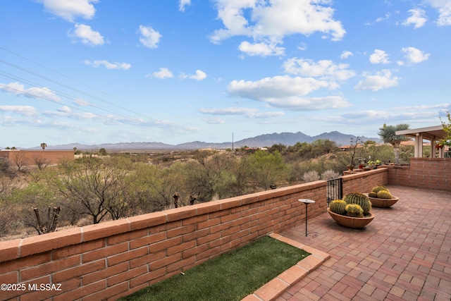 exterior space featuring a mountain view