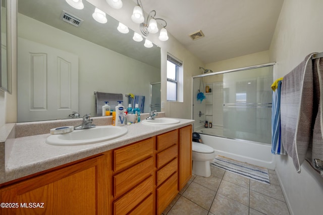 9379 E Grapevine Spring Pl, Tucson, AZ 85710 - full bath with double vanity, shower / bath combination, and tile patterned floors