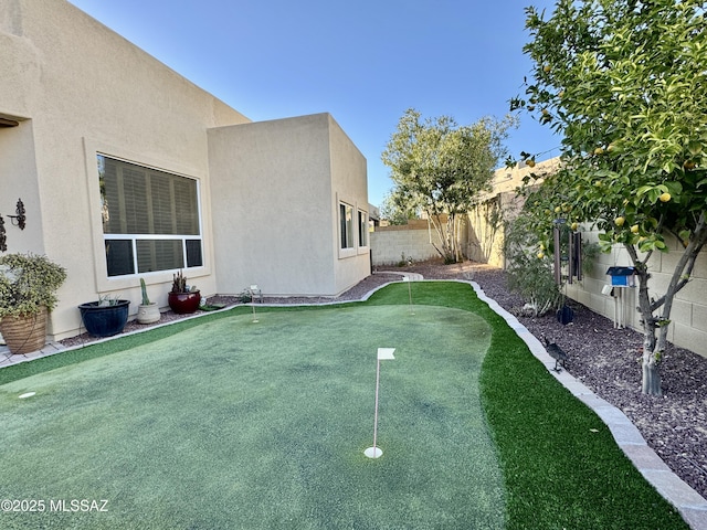 view of yard with a fenced backyard