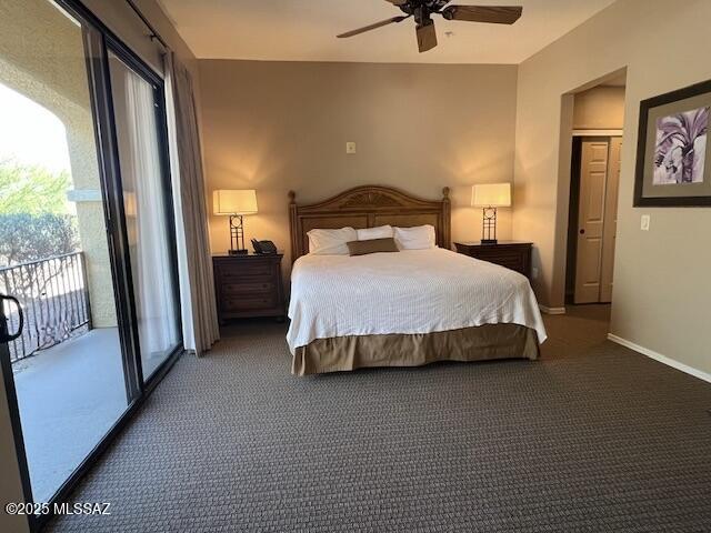 5775 S Camino Del Sol Unit 6104, Green Valley, AZ 85622 - bedroom with access to outside, carpet floors, ceiling fan, and baseboards