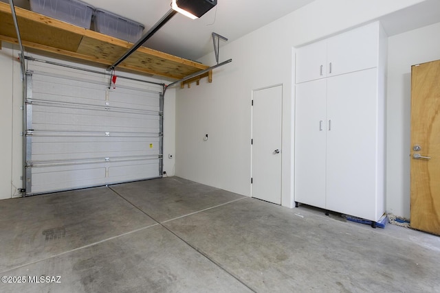 garage with a garage door opener