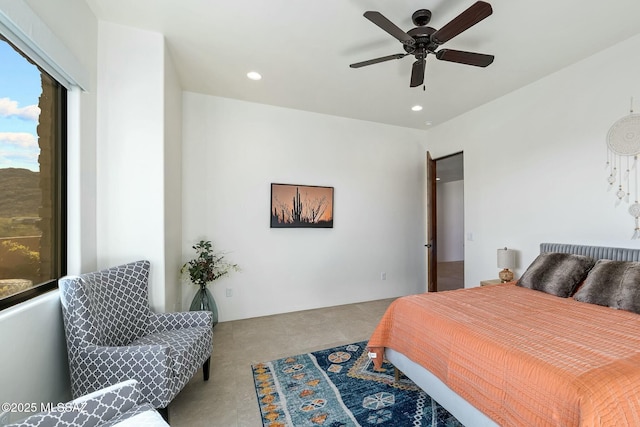 14623 N Shaded Stone Pl, Oro Valley, AZ 85755 - bedroom with ceiling fan, carpet, and recessed lighting
