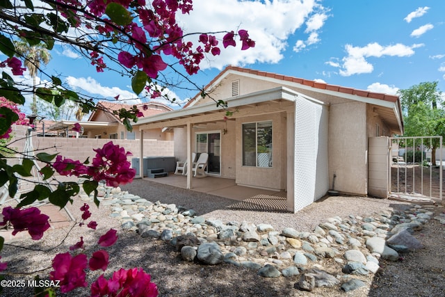 4654 W Gatehinge Ct, Tucson, AZ 85741 - back of property with stucco siding, a patio, and a tile roof