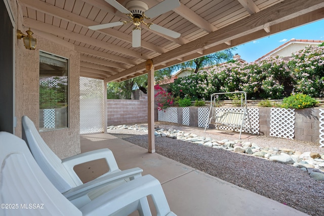 4654 W Gatehinge Ct, Tucson, AZ 85741 - view of patio featuring ceiling fan