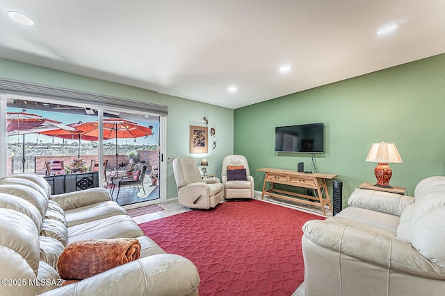 living area featuring recessed lighting