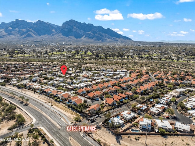 aerial view with a residential view and a mountain view