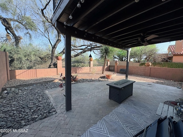 view of patio with a fenced backyard