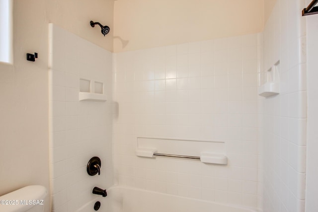 full bathroom with shower / tub combination and toilet