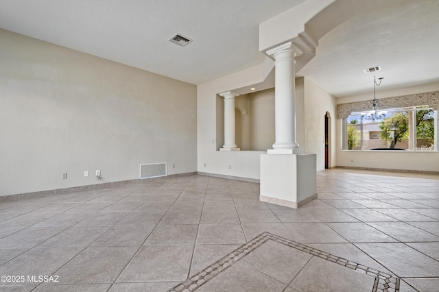 420 E Deers Rest Pl, Tucson, AZ 85704 - spare room featuring ornate columns, light tile patterned flooring, baseboards, and visible vents
