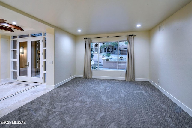 7222 E Desert Moon Loop, Tucson, AZ 85750 - carpeted empty room with french doors, recessed lighting, and baseboards