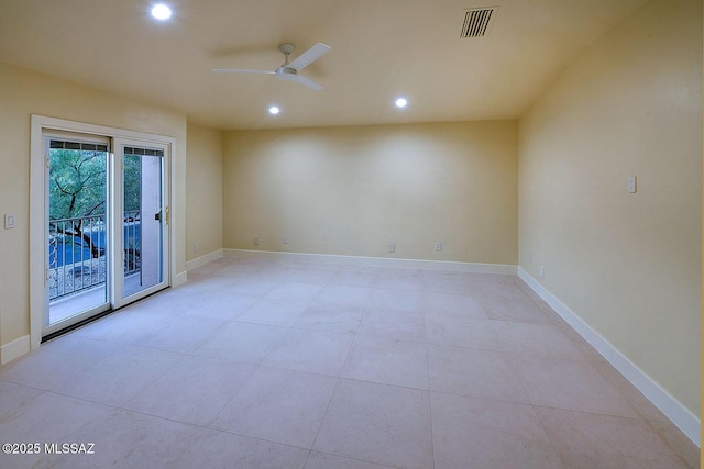 7222 E Desert Moon Loop, Tucson, AZ 85750 - empty room with recessed lighting, ceiling fan, light tile patterned floors, and baseboards