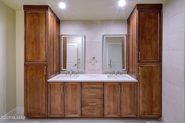 7222 E Desert Moon Loop, Tucson, AZ 85750 - bathroom featuring double vanity and recessed lighting