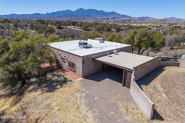 aerial view with a mountain view