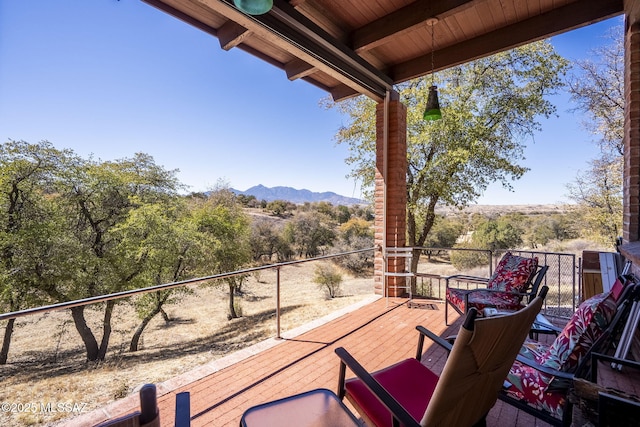view of patio / terrace with a mountain view