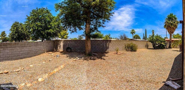 view of yard featuring a fenced backyard