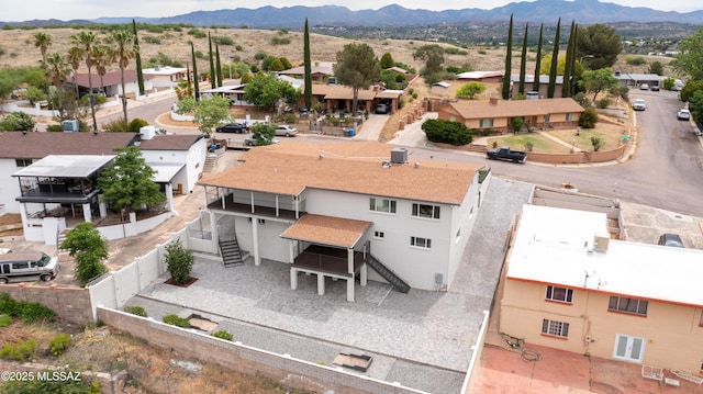 bird's eye view featuring a mountain view and a residential view