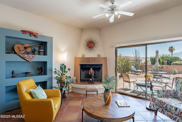 3437 S Abrego Dr, Green Valley, AZ 85614 - living room with ceiling fan and tile patterned floors