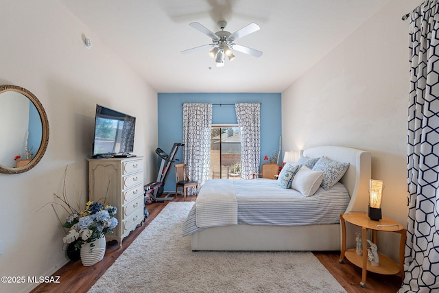 3437 S Abrego Dr, Green Valley, AZ 85614 - bedroom featuring baseboards, ceiling fan, and wood finished floors
