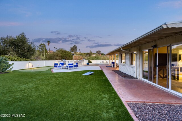 view of yard featuring a fenced in pool, a patio area, and a fenced backyard