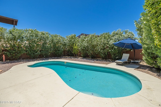 722 W Annandale Way, Tucson, AZ 85737 - back of property with a balcony, a fenced backyard, an outdoor pool, stucco siding, and a patio area