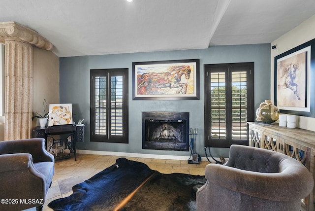 3167 N Corona Pl, Nogales, AZ 85621 - living room with baseboards and a fireplace