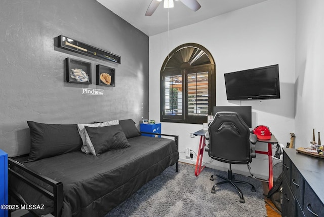 3167 N Corona Pl, Nogales, AZ 85621 - bedroom featuring a textured wall and a ceiling fan