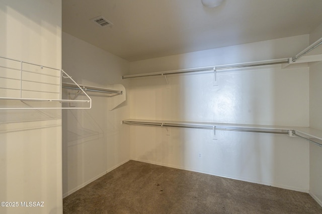 walk in closet with visible vents and carpet flooring