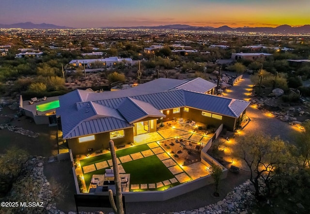 6800 N Cocopas Rd, Tucson, AZ 85718 - aerial view at dusk of a mountain view