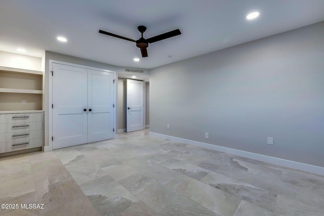 6800 N Cocopas Rd, Tucson, AZ 85718 - unfurnished bedroom featuring recessed lighting, baseboards, and a ceiling fan