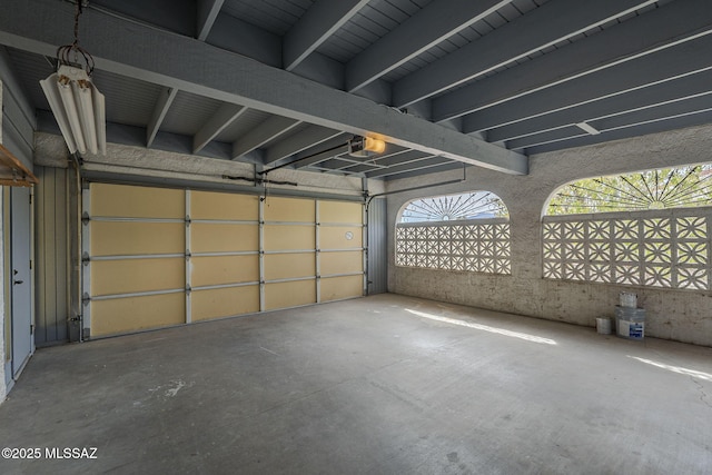 garage with a garage door opener