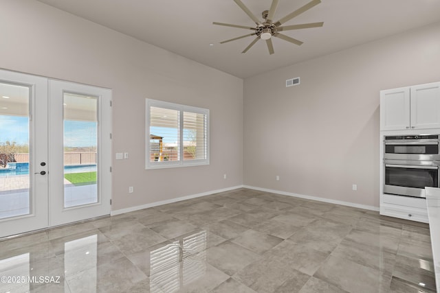 2891 N Wentworth Rd, Tucson, AZ 85749 - interior space featuring baseboards, visible vents, french doors, and a ceiling fan