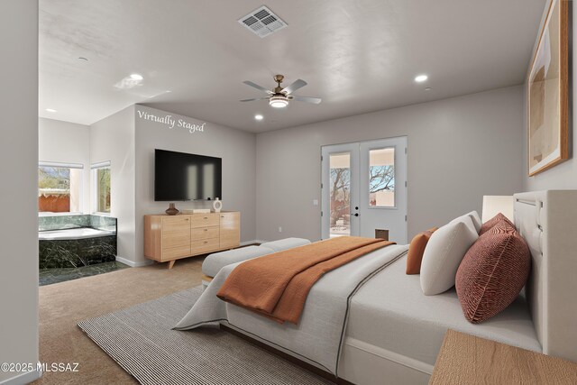 2891 N Wentworth Rd, Tucson, AZ 85749 - bedroom featuring recessed lighting, carpet floors, visible vents, and multiple windows