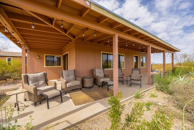view of patio featuring an outdoor hangout area